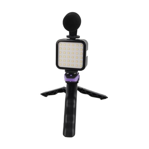 Live Video Mobile Phone Photography Set with Fill Light, Microphone & Desktop Tripod, Adjustable Brightness & Noise Reduction - Portable Live Streaming Kit for Content Creato