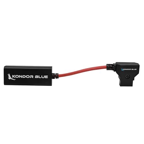 KONDOR BLUE | 6 Inch D-Tap to Female USB-C PD Power Delivery Cable, 2-Way | 65W Fast Charge, 5V 9V 12V PD, Smart Reverse Polarity Protection for Camera Rigs | Red - color: Red