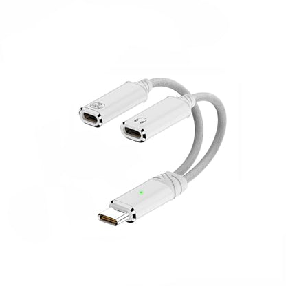 2-in-1 USB C to C Cable, PD 100W Charging & Audio Headphone Adapter with Microphone, Support USB 2.0(480Mbps) Data Transmission, Compatible with Phone, Laptop, Desktop and More