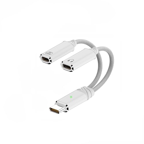2-in-1 USB C to C Cable, PD 100W Charging & Audio Headphone Adapter with Microphone, Support USB 2.0(480Mbps) Data Transmission, Compatible with Phone, Laptop, Desktop and More