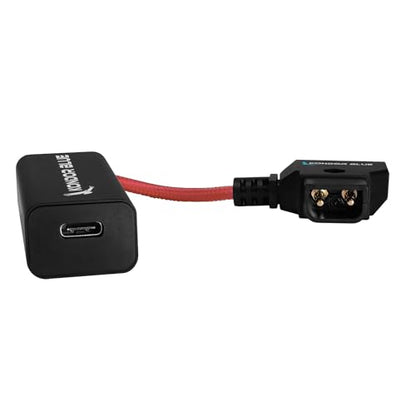 KONDOR BLUE | 6 Inch D-Tap to Female USB-C PD Power Delivery Cable, 2-Way | 65W Fast Charge, 5V 9V 12V PD, Smart Reverse Polarity Protection for Camera Rigs | Red - color: Red