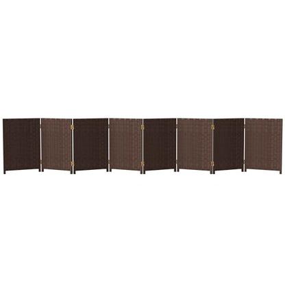 Red Lantern 2 ft. Short Woven Fiber Folding Screen - 8 Panel - Dark Mocha - color: Mocha, size: 8 Panel