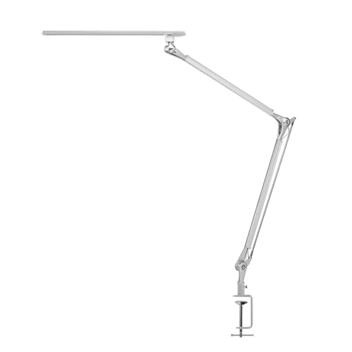 UPLIFTDESK E7 LED Desk Lamp with Clamp - 3 Color Mode Architect Desk Lamp | Dimmable Desk Lights for Home Office, Computer Desk Light with Adjustable Swing Arm, Modern Desk Lamp for Standing Desk - color: Silver Clamp Only