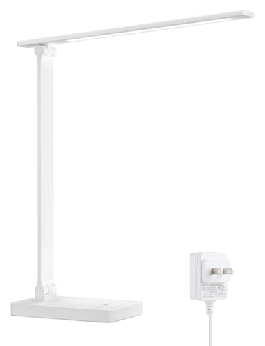 Lepro LED Desk Lamp, Metal Desk Light 9.5W 800lm, Best Task Lamp, 5 Color Modes 5 Brightness Level, Dimmable Home Office Desktop Lamp for Reading, Crafting, Sewing, Puzzle, Nail, White - color: White