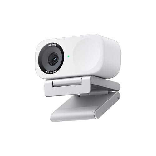 Insta360 Link 2C - 4K Webcam for PC/Mac, 1/2" Sensor, Auto Framing, HDR, AI Noise-Canceling Mic, Gesture Control for Streaming, Video Calls, Gaming, Works with Zoom, Teams, Twitch & More - color: Arctic White, style: Standard Bundle