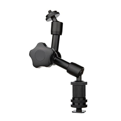 7-Inch Magic Arm - Articulating Friction Arm with 1/4" Tripod Screw & Cold Shoe Mount - 360 Swivel Ball Head Monitor Mount for DSLR Camera Rig, LED Light, Microphone - Black