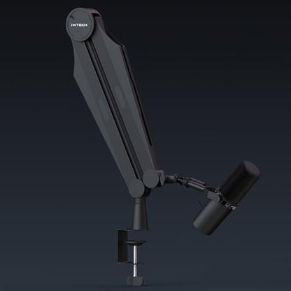 IXTECH Microphone Boom Arm Adjustable Stick Mic Arm Stand with Desk Mount Clamp Overhead 360° Rotatable Microphone Stand with Cable Management for Podcast Streaming Gaming Studio CAPTAIN Model - color: 1 Black