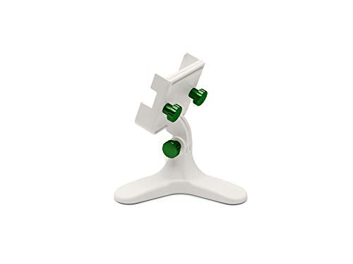 WeatherTech DeskFone Two View in White - Adjustable, Universal Cell Phone Holder Mount Stand for Desk, Counter, Table - Tripod Design for iPhone & Smartphone Charging - Forest Green Metal Knobs - color: Forest Green Metal Knobs