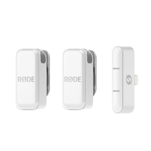 RØDE Wireless Micro - Wireless Microphone for Lightning iPhone (X Through 14) - Two Mics with Charge Case for Smartphone Content Creation, White - NOT for iPhone 15/16 or USB-C - color: Lightning White