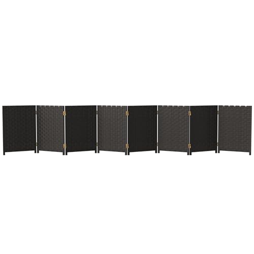 Red Lantern 2 ft. Short Woven Fiber Folding Screen - 8 Panel - Black - color: Black, size: 8 Panel