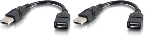 C2G Legrand USB A to A Cable, Short Extension Cable for USB Devices, 6 Inch Cord, Black, 1 Count, 52119 (Pack of 2) - color: Black, size: 0.5 Feet (Pack of 2), style: USB A Male to A Female