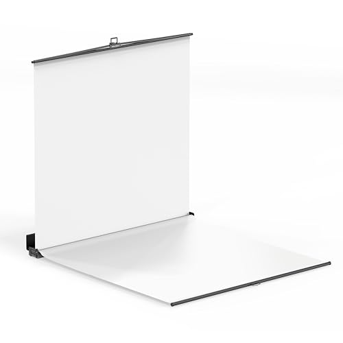 RAUBAY Collapsible White Screen - FloorFlex Backdrop with Floor Extension 7x7x7 ft - Portable Retractable Background with Stand for Video Conference, Streaming, Photo Studio CWS2100 - FX - color: white