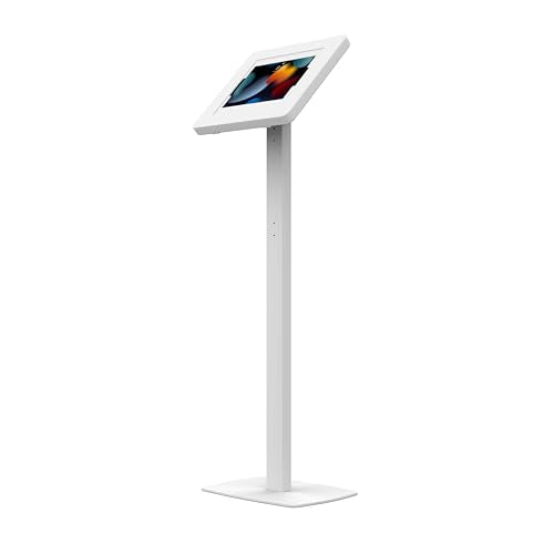 Thin Floor Stand - CTA Tall Standing 360 Degree Kiosk Display Tablet Holder - Charger Access & Lock - for iPad Pro 13-inch (M4), iPad Pro 12.9-inch, iPad Air 13-Inch (M3 / M2) - color: White, size: Large Size Tablets, style: Key Lock