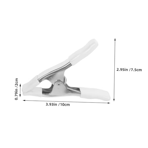 UKCOCO 4 Pack Heavy Duty Spring Clamps, 4 Inch Nickel-Plated A-Shape Metal Clips with PVC Protective Tips, White Tension Clamps for Woodworking, Backdrop Stand, Crafts and Wedding Dress Fitting
