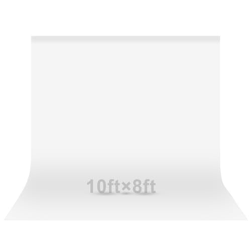 EMART 10x8 ft Backdrop for Photoshoot, Large Party White Photography Backdrop Curtain Drapes, Washable Polyester White Photo Backdrop for Birthday Party, Pictures, Projector, Video Recording - color: White, size: 10x8ft