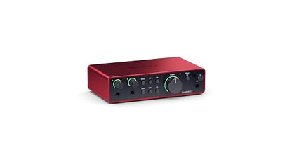 Focusrite Scarlett 2i2 4th Gen USB Audio Interface for Recording, Songwriting, Streaming and Podcasting — High-Fidelity, Studio Quality Recording, and All the Software You Need to Record | 2 Ultra-Low-Noise Mic Preamps, 2 Instrument and Line Inputs, 24-Bi