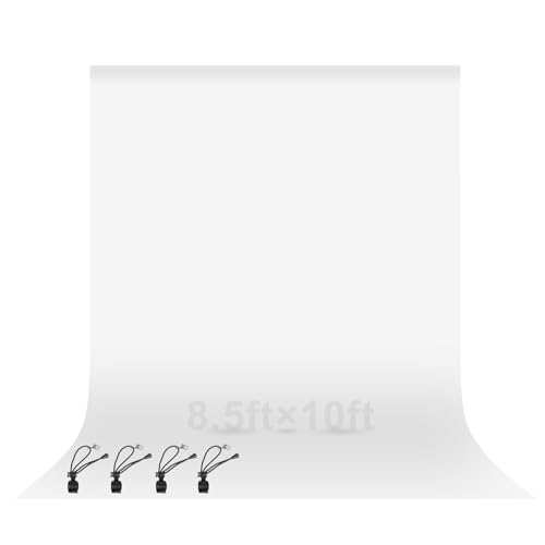 EMART 8.5x10 ft White Backdrop for Photography, Large Party Photo Background Curtain Drapes, Washable Polyester Fabric Back Drop Screen Sheet for Birthday Video Studio Portrait Photoshoot - color: White, size: 8.5x10ft