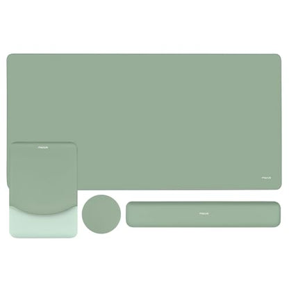 MOSISO Keyboard Mouse Pad Set, Large Gaming Mouse Pad&Rectangular Keyboard Wrist Rest&Mousepad with Wrist Rest&Coaster, Ergonomic Non-Slip&Easy Typing Pad with Curved Silicone Lining, Antique Green - color: Antique Green