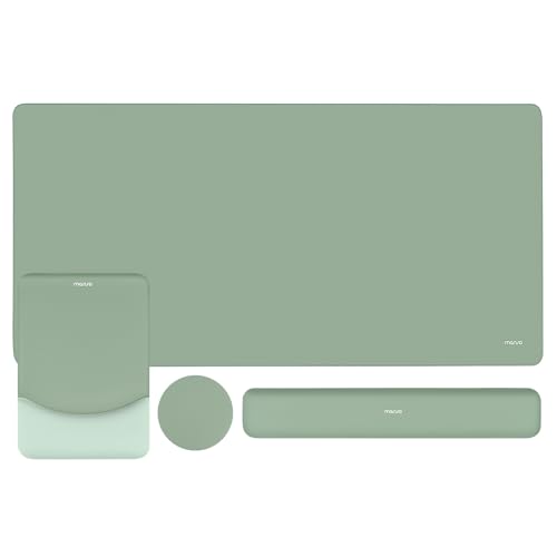 MOSISO Keyboard Mouse Pad Set, Large Gaming Mouse Pad&Rectangular Keyboard Wrist Rest&Mousepad with Wrist Rest&Coaster, Ergonomic Non-Slip&Easy Typing Pad with Curved Silicone Lining, Antique Green - color: Antique Green