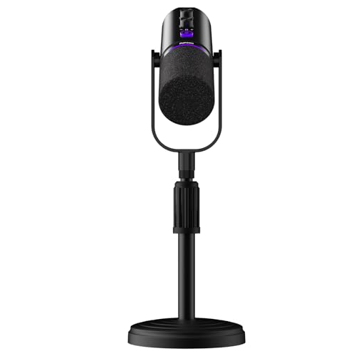 PUPGSIS Podcast Dynamic Microphone, XLR/USB Recording PC Microphones for Broadcast, Podcast, Recording, Gaming & Streaming, Studio Mic with Mute, Headphone Jack, Monitoring Volume Control, Windscreen - size: With Desk Stand