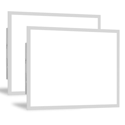 Hykolity 2x2 LED Flat Panel Troffer Light,Dimmable ETL,Drop Ceiling 2 Pack | 30/40/50W Selectable 0-10V Dimmable 5000K 5800LM Recessed Light for Office Classroom Hospital Garage Replaces 2-Lamp Fixture