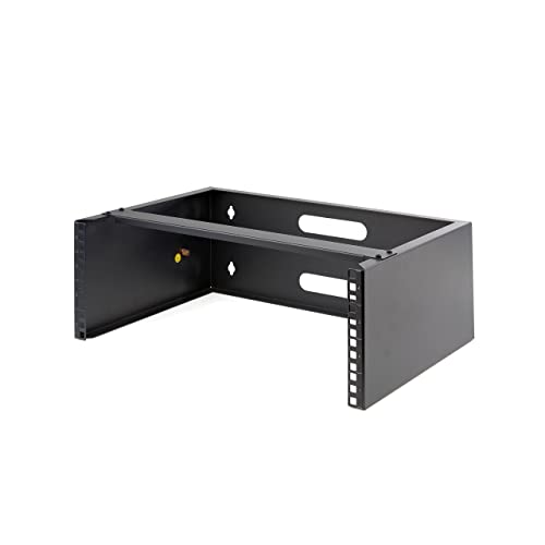 StarTech.com 4U Wall Mount Network Rack - 14 Inch Deep (Low Profile) - 19" Patch Panel Bracket for Shallow Server and IT Equipment, Network Switches - 44lbs/20kg Weight Capacity, Black (WALLMOUNT4) | Low-profile shallow rack, M6 screws and cage nuts, Fits