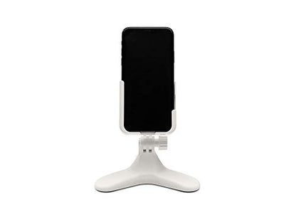 WeatherTech DeskFone Two View in White - Adjustable, Universal Cell Phone Holder Mount Stand for Desk, Counter, Table - Tripod Design for iPhone & Smartphone Charging - Violet Metal Knobs - color: Violet Metal Knobs