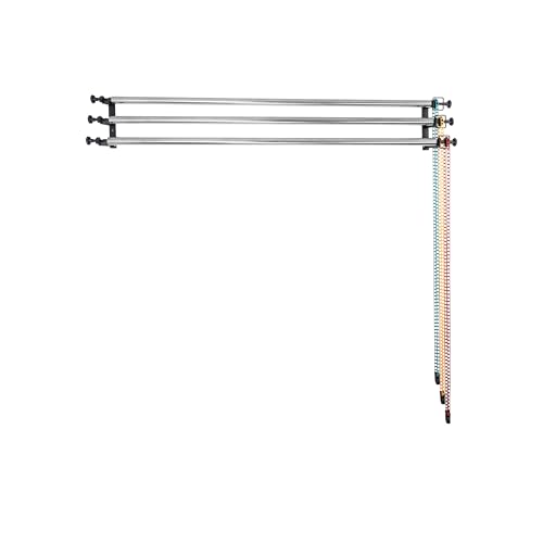 Photography Backdrop Roller Support System with 3 Rollers, 80-inch Stainless Steel Crossbars for Limited Space, Wall/Ceiling/Stand Mount, Yellow Red Green Chains - color: Red/Yellow/Green Plastic Chain+80inch Crossbars