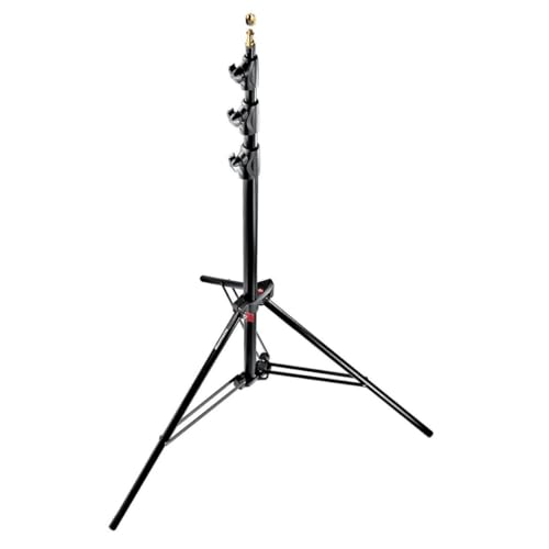 Manfrotto 1004BAC 144-Inch Air Cushioned Aluminum Master Light Stand with 4 Sections and 3 Risers, 3-Pack (Black)