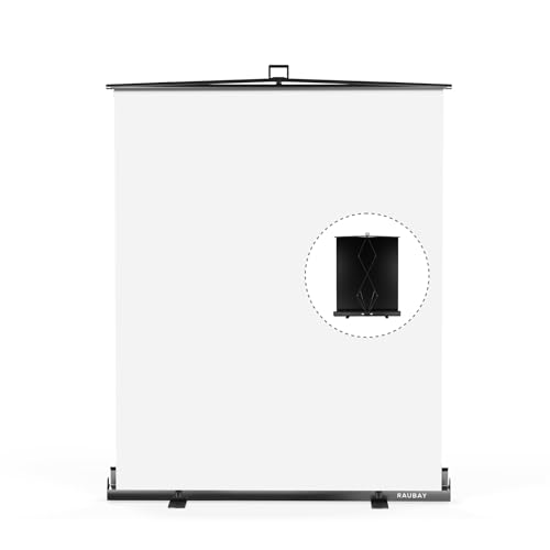 【Easy Set Up】 RAUBAY 59.8 x 82.7in Collapsible White Backdrop Screen Portable Retractable Panel Photo Background with Stand for Video Conference, Photographic Studio, Streaming - color: White, size: Standard (59.8 x 82.7in)