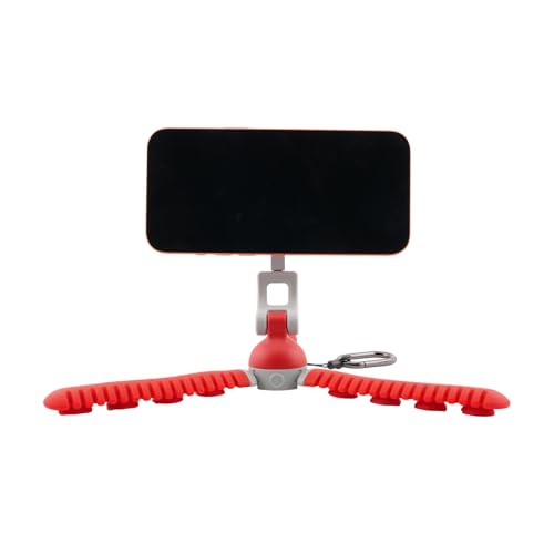 JOBY PodZilla™ SuctionTripod Magnetic Kit,Flexible Magnetic Tripod with Suction Legs, 360° Rotation & Dual-Angle Adjustment, Wrap-Anywhere Mount for iPhone Vlogging, Gym, Car, Outdoor & Travel(red) - color: Red
