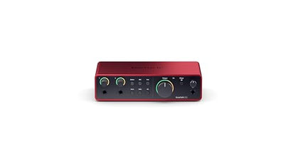 Focusrite Scarlett 2i2 4th Gen USB Audio Interface for Recording, Songwriting, Streaming and Podcasting — High-Fidelity, Studio Quality Recording, and All the Software You Need to Record | 2 Ultra-Low-Noise Mic Preamps, 2 Instrument and Line Inputs, 24-Bi