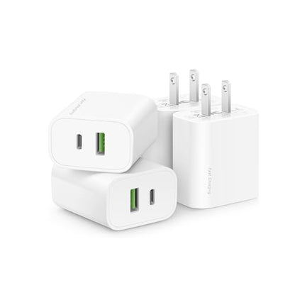 4 Pack USB C Charger Block,20W USB-C & USB-A Port Charger，for i Phone 17/16/15/14/13/12/11/X/8, i Pad and More - color: white