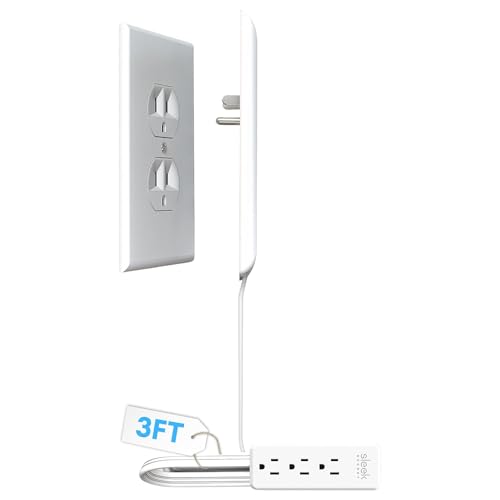 Sleek Socket Original & Patented Flat Ultra-Thin Outlet Concealer with Extension Cord Kit, Multi Outlets Power Strip, Ideal for Home Improvement, Hide Bulky and Messy Cords, 3ft - size: 3 ft - Single Cord, style: Standard Outlet