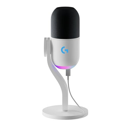 Logitech G Yeti GX Dynamic RGB Gaming Microphone with LIGHTSYNC, USB Mic for Streaming, Supercardioid, USB Plug and Play for PC/Mac - White - color: White