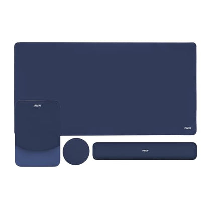 MOSISO Keyboard Mouse Pad Set, Large Gaming Mouse Pad&Rectangular Keyboard Wrist Rest&Mousepad with Wrist Rest&Coaster, Ergonomic Non-Slip&Easy Typing Pad with Curved Silicone Lining, Navy Blue - color: Navy Blue
