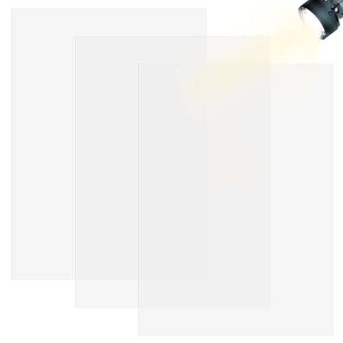 3Pcs Diffusion Film Filter Sheet, Anti-Glare Lighting Gel Diffuser Paper, 12 x 8.4in LED Light Diffuser Sheet for LED Flash Strobe Light, Photography Video, Portrait Photography(White)