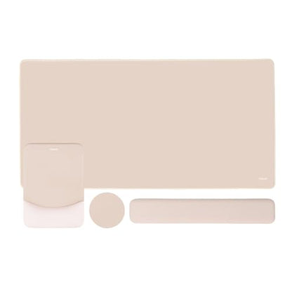 MOSISO Keyboard Mouse Pad Set, Large Gaming Mouse Pad&Rectangular Keyboard Wrist Rest&Mousepad with Wrist Rest&Coaster, Ergonomic Non-Slip&Easy Typing Pad with Curved Silicone Lining, Apricot - color: Apricot