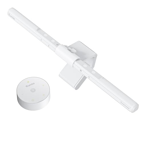 Quntis Monitor Light Bar Pro White, Eye-Care No Glare USB Computer Lamp, Stepless Dimming & Auto-Dimming Brightness, Dual Control, Modern Aesthetic Space Saving Desk Accessories Office Gaming Reading - style: ‎ScreenLinear Pro White