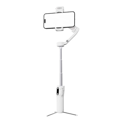 hohem Gimbal Stabilizer for Smartphone iSteady V3,Portable Phone Stabilizers with Al Tracker Detachable Remote Control Built-in Extension Rod/Tripod 3-Axis Stabilization 3-Color Fill Light - color: White