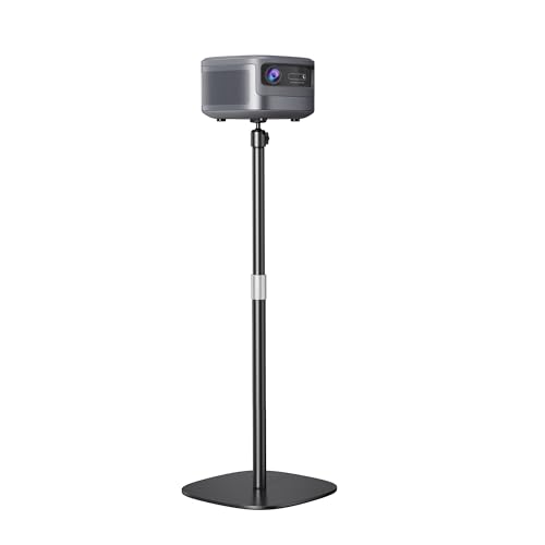 Projector Stand Floor Mount, Adjustable Height 33"-50" | 1/4 Screw with Heavy Base, Arbitrary Angle Adjustment, For Living Room, Courtyard, Bedroom - color: Black