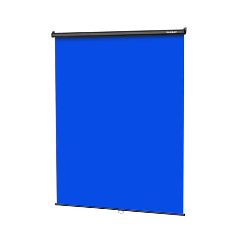 RAUBAY Retractable Pull Down Blue Screen - 59.8" x 86.6" Collapsible Wall-Mount Background for Professional Video Production, Chroma Key Backdrop for YouTube, TikTok, Streaming, Video Conferencing - color: Blue, size: Standard(59.8 x 86.6in)