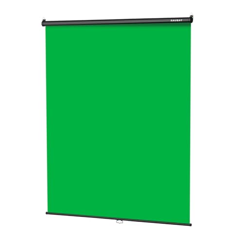 RAUBAY Retractable Pull Down Green Screen - 59.8" x 86.6" Collapsible Wall-Mount Background for Professional Video Production, Chroma Key Backdrop for YouTube, TikTok, Streaming, Video Conferencing - color: Green, size: Standard(59.8 x 86.6in)