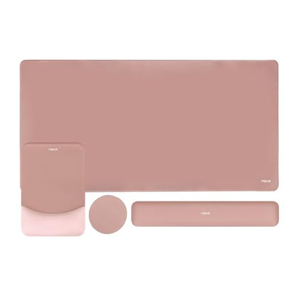 MOSISO Keyboard Mouse Pad Set, Large Gaming Mouse Pad&Rectangular Keyboard Wrist Rest&Mousepad with Wrist Rest&Coaster, Ergonomic Non-Slip&Easy Typing Pad with Curved Silicone Lining, Salmon Pink - color: Salmon Pink