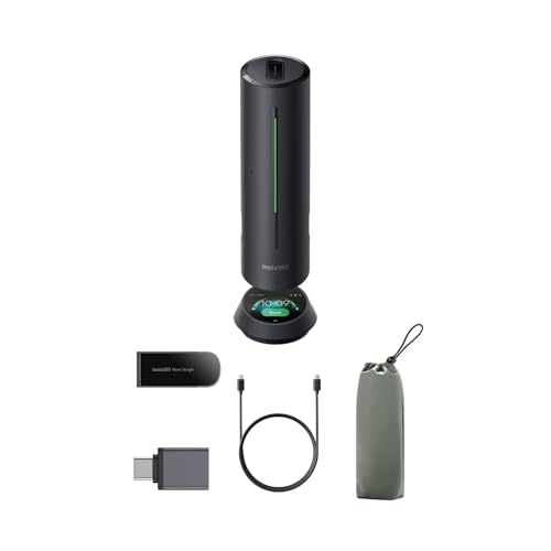 Insta360 Wave AI Conference Speakerphone with Bluetooth, Noise-Canceling Mics, Beamforming, Zoom Certified, AI Transcription & Summary, 32GB Storage for Meetings, Podcasts, Home office and Livestreams - color: Graphite Black