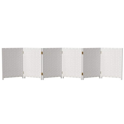 Red Lantern 2 ft. Short Woven Fiber Folding Screen - 6 Panel - White - color: White, size: 6 Panel