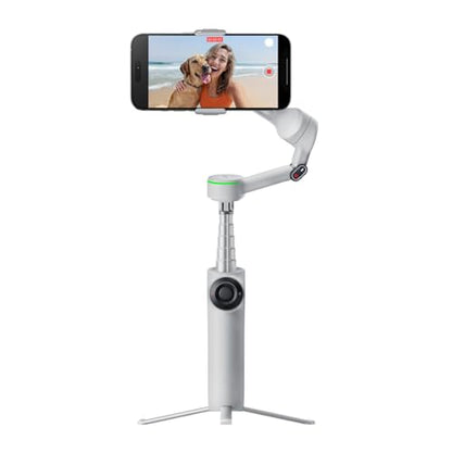 Insta360 Flow 2 Pro Grey - Foldable AI Phone Gimbal, Track in 200+ Apps with Apple DockKit, Multi-Person Tracking, 360º Pan Tracking, Built-in Tripod/Selfie Stick, iPhone/Android Portable Stabilizer - color: Stone Grey
