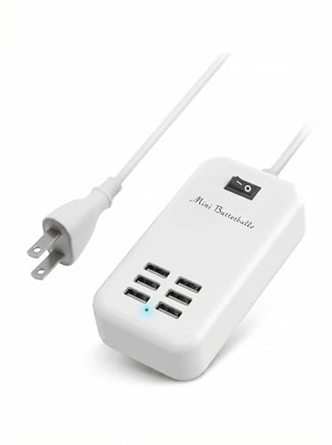 6 Ports USB Charger Hub Desktop US Plug AC Power Wall Travel Charging Adapter Slots Charging Station Extension Socket Outlet with Cable - color: white