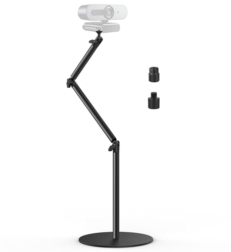 Camera Round Base Mount Desk Stand, Flexible Aluminum Photography Floor-Standing Light Monopod Stand Phone Holder with 1/4" 3/8'' 5/8'' Screw for DSLR Camera, Light, Webcam, Live Streaming, Vlogging