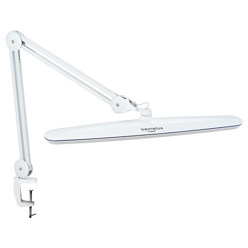 Task Lamp with Clamp, 23 Inch Lamp Head, Bright 182PCS LEDs,3 Color Temperatures, 4 Brightness Levels, Metal Swing Arm 20W 2200 Lumen Dimmable Led Desk Lamp (White, CCT) - color: White, CCT